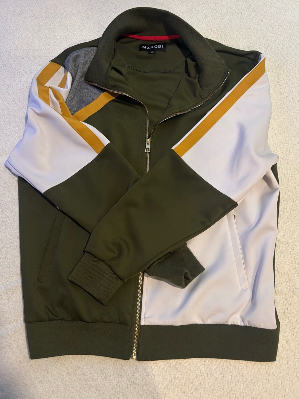 Men’s Makobi Olive, White & Gold-Trim Bomber Jacket